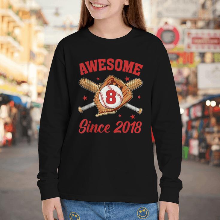 8 Year Old Boys Awesome Since 2018 Baseball Birthday Youth Long Sleeve Tee 8 Year Old Boys Awesome Since 2018 Baseball Birthday Youth Long Sleeve Tee