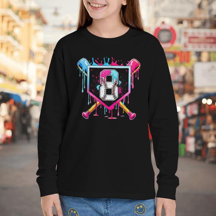 8th Birthday Boys Baseball Ice Cream Drip Boys Baseball Youth Long Sleeve Tee 8th Birthday Boys Baseball Ice Cream Drip Boys Baseball Youth Long Sleeve Tee