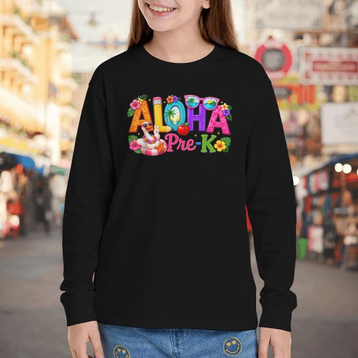 Aloha Pre-K Tropical Floral Beach Silly Goose Back To School Youth Long Sleeve Tee Aloha Pre-K Tropical Floral Beach Silly Goose Back To School Youth Long Sleeve Tee