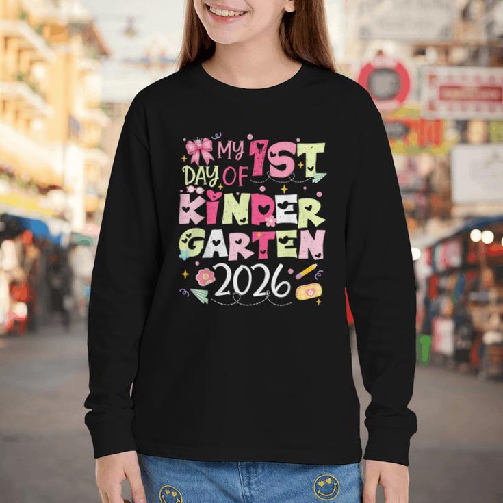 Back To School My 1st Day Of Kindergarten 2026 Bow Youth Long Sleeve Tee Back To School My 1st Day Of Kindergarten 2026 Bow Youth Long Sleeve Tee