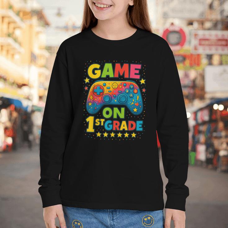Back To School 1st Grade Boys Gamer First Day School Level Youth Long Sleeve Tee