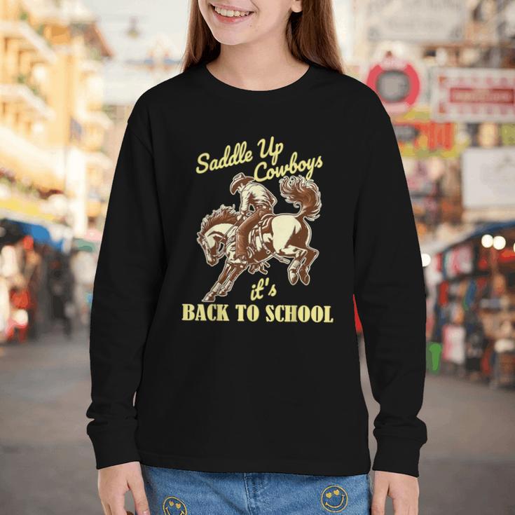 Back To School Cowboy Rodeo Country Western Saddle Up Boys Youth Long Sleeve Tee