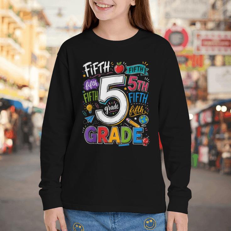 Back To School Fifth 5th Grade Classroom Typography Youth Long Sleeve Tee Back To School Fifth 5th Grade Classroom Typography Youth Long Sleeve Tee