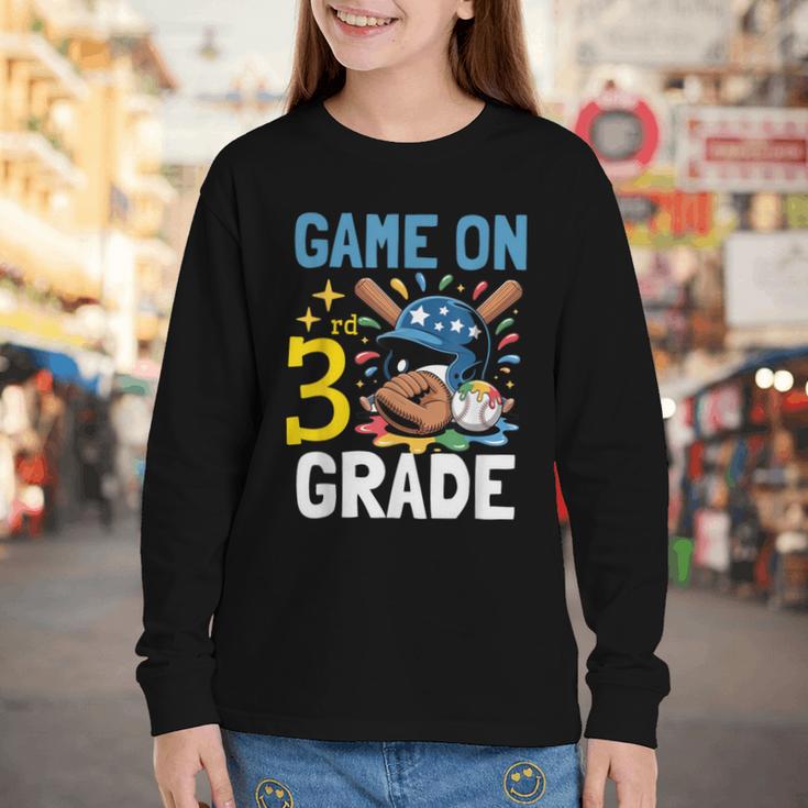 Back To School Game On Third Grade Baseball First Day Boys Youth Long Sleeve Tee Back To School Game On Third Grade Baseball First Day Boys Youth Long Sleeve Tee