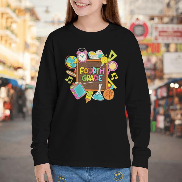 Back To School Hello Fourth Grade Team 4th Grade Boys Girls Youth Long Sleeve Tee