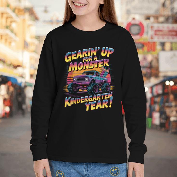 Back To School Kindergarten Monster Truck First Day Boys Youth Long Sleeve Tee Back To School Kindergarten Monster Truck First Day Boys Youth Long Sleeve Tee