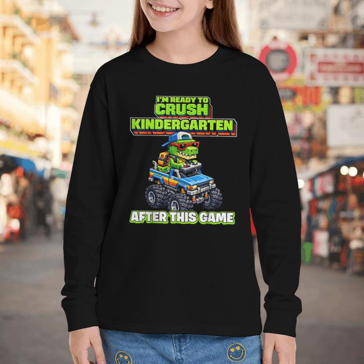 Back To School Kindergarten Retro Monster Truck Dinosaur Boy Youth Long Sleeve Tee Back To School Kindergarten Retro Monster Truck Dinosaur Boy Youth Long Sleeve Tee