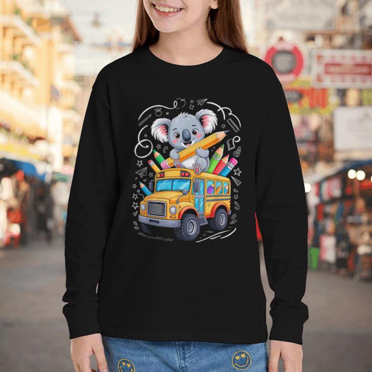 Back To School Koala School Bus 100 Days Of School Youth Long Sleeve Tee Back To School Koala School Bus 100 Days Of School Youth Long Sleeve Tee