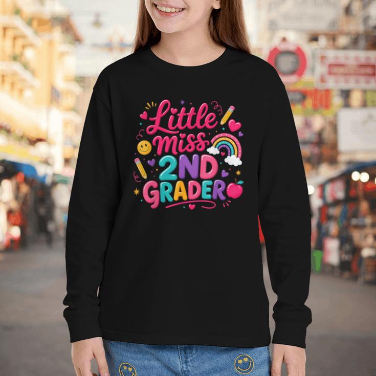Back To School Little Miss 2nd Grader Rainbow Girl Youth Long Sleeve Tee