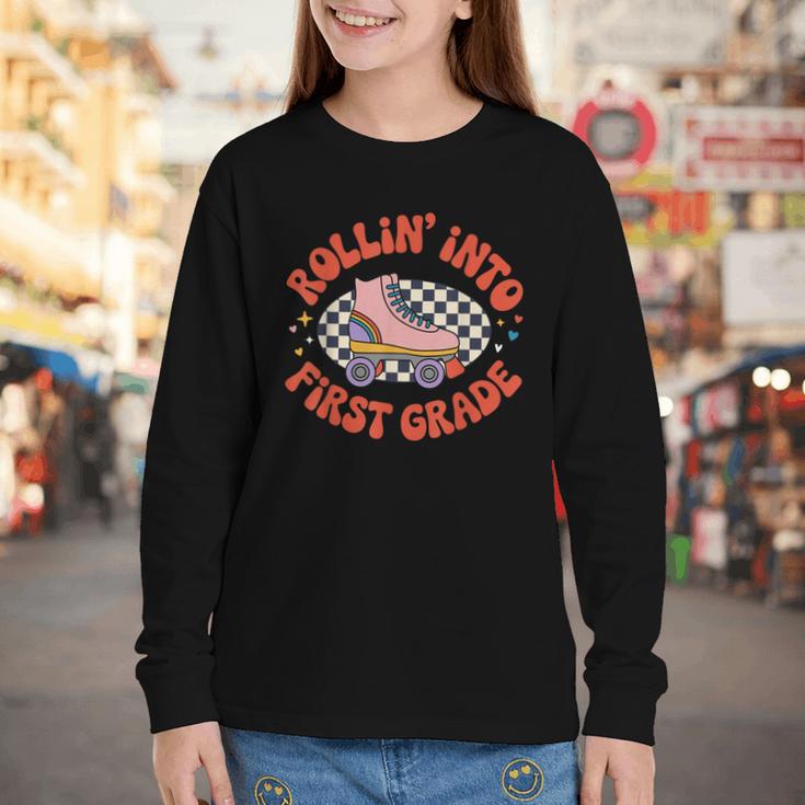 Back To School Rollin Into First Grade Girls Youth Long Sleeve Tee Back To School Rollin Into First Grade Girls Youth Long Sleeve Tee