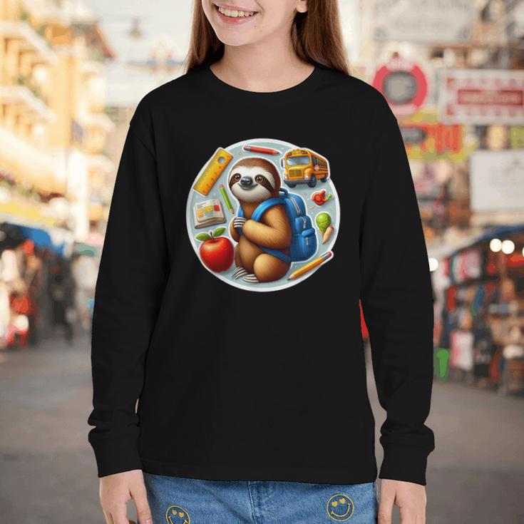 Back To School Sloth Boys Girls Student Kids Lover Child New Youth Long Sleeve Tee Back To School Sloth Boys Girls Student Kids Lover Child New Youth Long Sleeve Tee