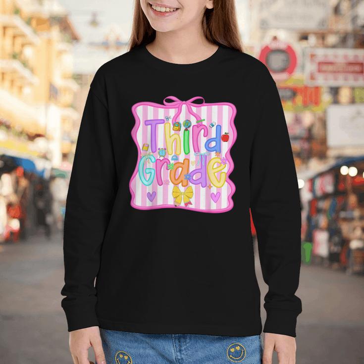 Back To School Third Grade Girls Coquette Bow 3rd Grade Kids Youth Long Sleeve Tee Back To School Third Grade Girls Coquette Bow 3rd Grade Kids Youth Long Sleeve Tee