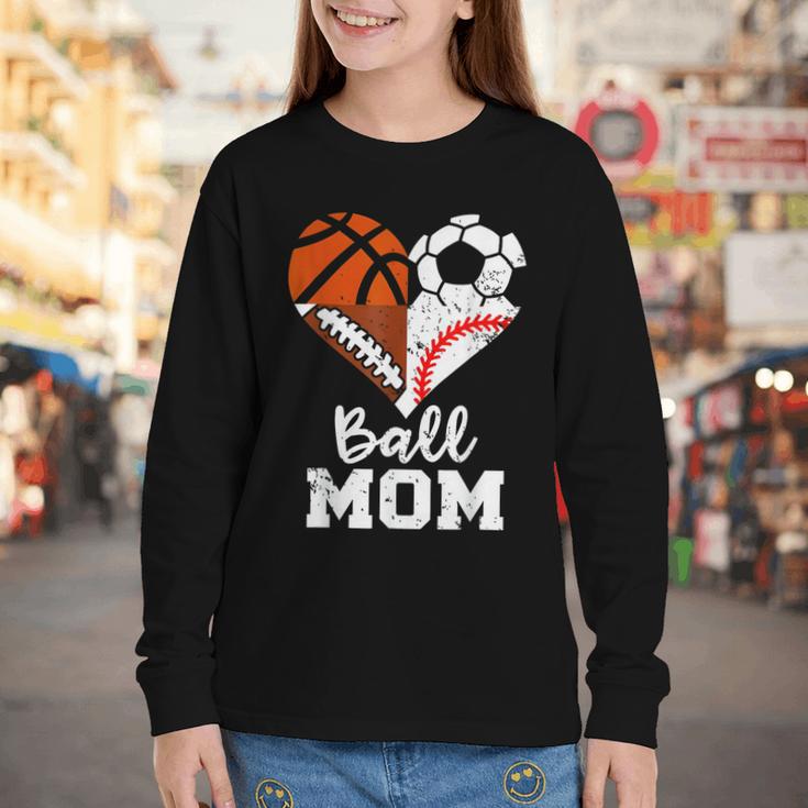 Ball Mom Heart Soccer Basketball Baseball Football Mom Youth Long Sleeve Tee Ball Mom Heart Soccer Basketball Baseball Football Mom Youth Long Sleeve Tee