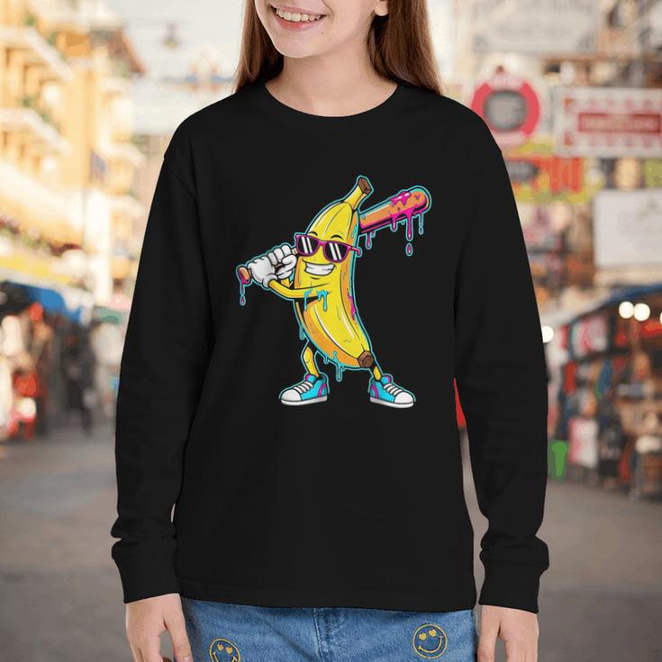 Banana Baseball Drip Kids Youth Boys Girls Youth Long Sleeve Tee Banana Baseball Drip Kids Youth Boys Girls Youth Long Sleeve Tee