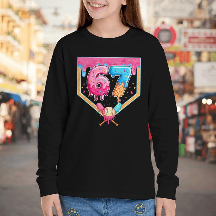 Baseball 67 Six Seven Meme Drip 6 7 Boys Girl Kids Youth Long Sleeve Tee Baseball 67 Six Seven Meme Drip 6 7 Boys Girl Kids Youth Long Sleeve Tee