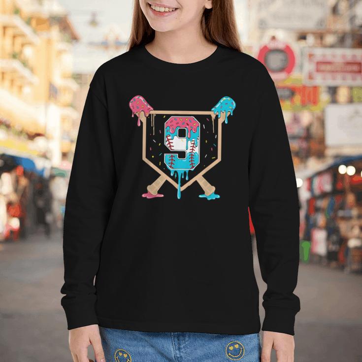 Baseball 9 Year Old Ice Cream Drip 9th Birthday Boys Player Youth Long Sleeve Tee Baseball 9 Year Old Ice Cream Drip 9th Birthday Boys Player Youth Long Sleeve Tee
