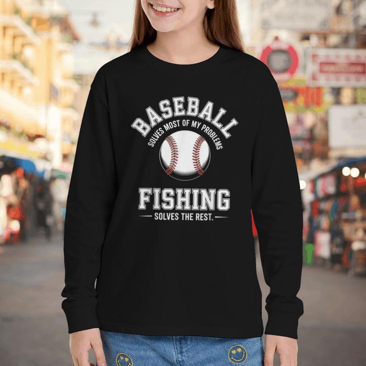Baseball & Fishing Youth Long Sleeve Tee