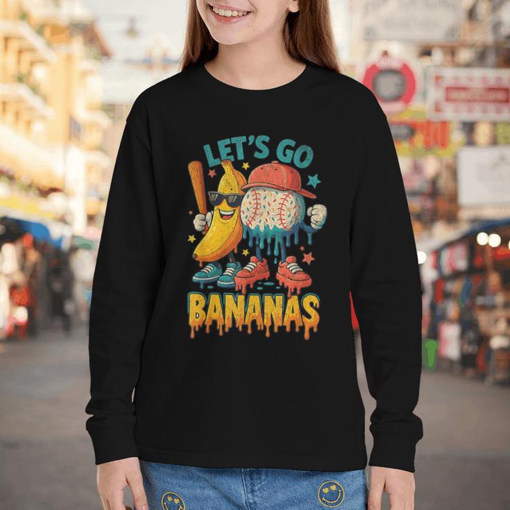 Baseball Banana Sports Drip Art For Kids Youth Long Sleeve Tee Baseball Banana Sports Drip Art For Kids Youth Long Sleeve Tee