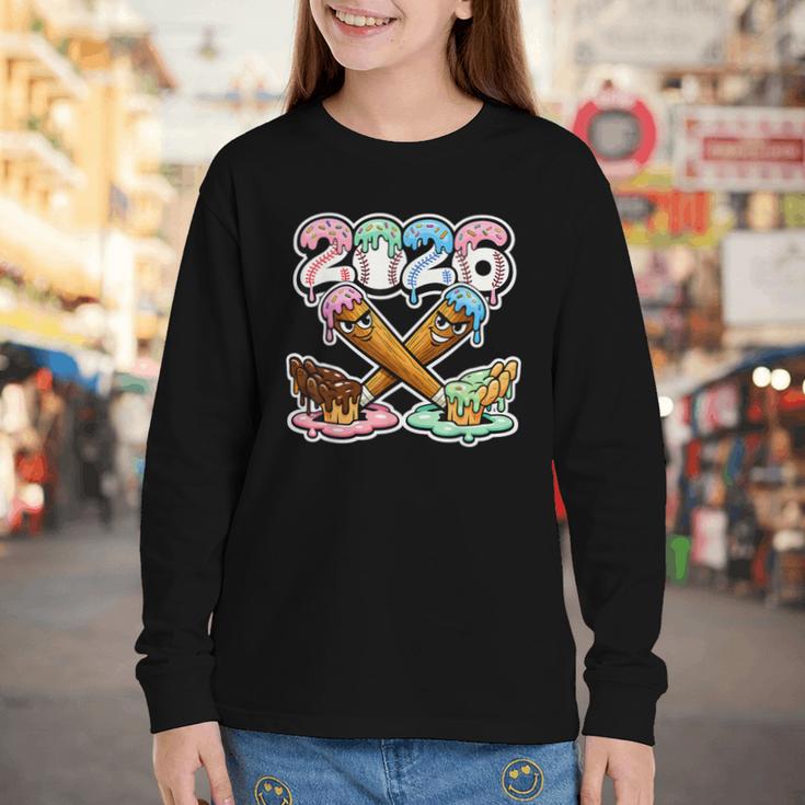 Baseball Bat 2026 Hands Drip Boys Ice Cream Dripping Youth Youth Long Sleeve Tee