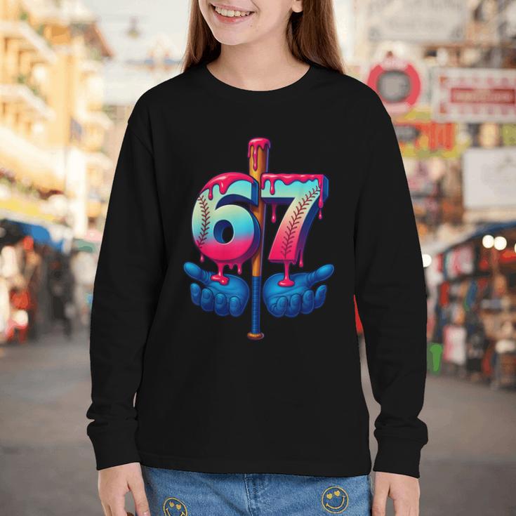 Baseball Bat Hands Drip 67 Six Seven Gen Alpha Slang Meme Youth Long Sleeve Tee Baseball Bat Hands Drip 67 Six Seven Gen Alpha Slang Meme Youth Long Sleeve Tee