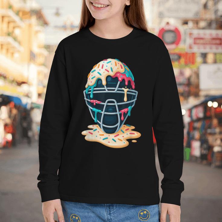 Baseball Catcher Mask Ice Cream Dripping Baseball Boy Youth Youth Long Sleeve Tee Baseball Catcher Mask Ice Cream Dripping Baseball Boy Youth Youth Long Sleeve Tee
