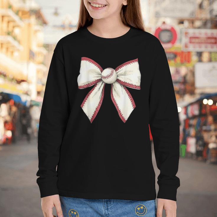 Baseball Coquette Bow Cute Baseball Game Youth Long Sleeve Tee Baseball Coquette Bow Cute Baseball Game Youth Long Sleeve Tee