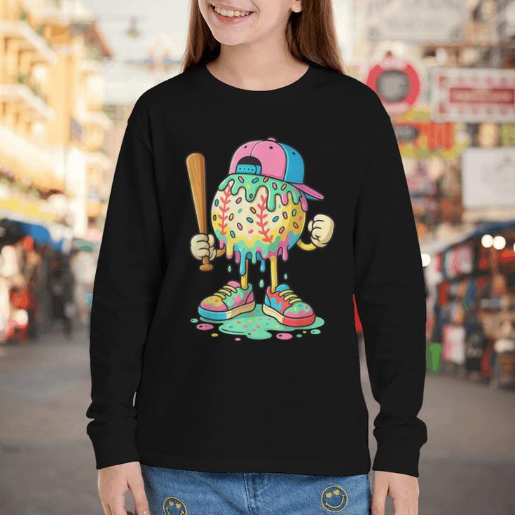 Baseball Drip For Boys Ice Cream Drip Baseball Sport Youth Long Sleeve Tee Baseball Drip For Boys Ice Cream Drip Baseball Sport Youth Long Sleeve Tee