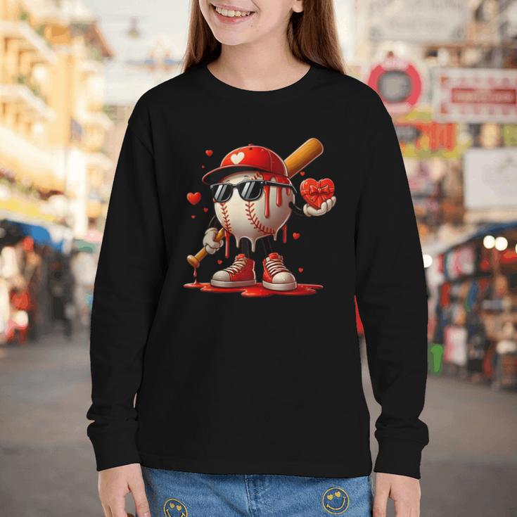 Baseball Drip Ice Cream Apparel Youth Boy Valentine Youth Long Sleeve Tee