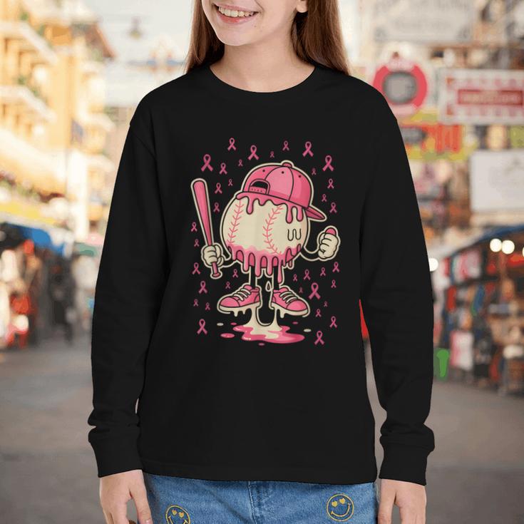 Baseball Drip Ice Cream Breast Cancer Awareness Boys & Girls Youth Long Sleeve Tee Baseball Drip Ice Cream Breast Cancer Awareness Boys & Girls Youth Long Sleeve Tee