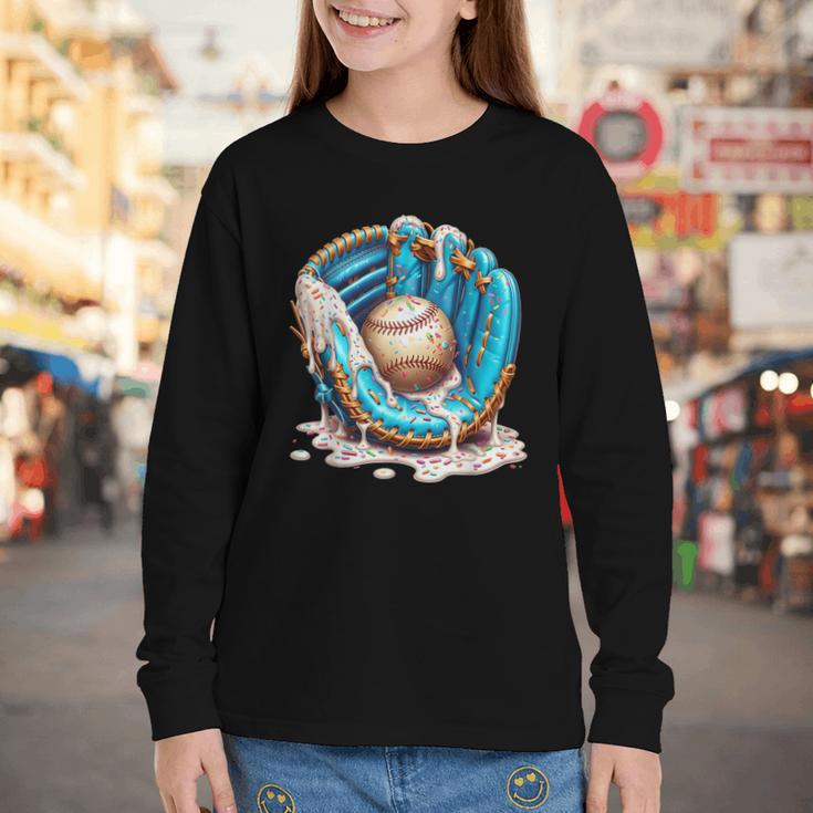 Baseball Drip Ice Cream Sprinkless Glove Boy Kid Youth Long Sleeve Tee Baseball Drip Ice Cream Sprinkless Glove Boy Kid Youth Long Sleeve Tee
