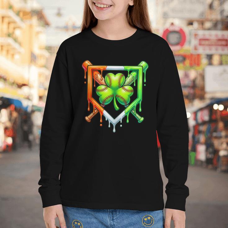 Baseball Drip Ice Cream St Patricks Day Shamrock Lucky Youth Long Sleeve Tee Baseball Drip Ice Cream St Patricks Day Shamrock Lucky Youth Long Sleeve Tee