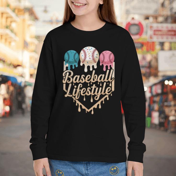 Baseball Drip Icecream Youth Long Sleeve Tee Baseball Drip Icecream Youth Long Sleeve Tee