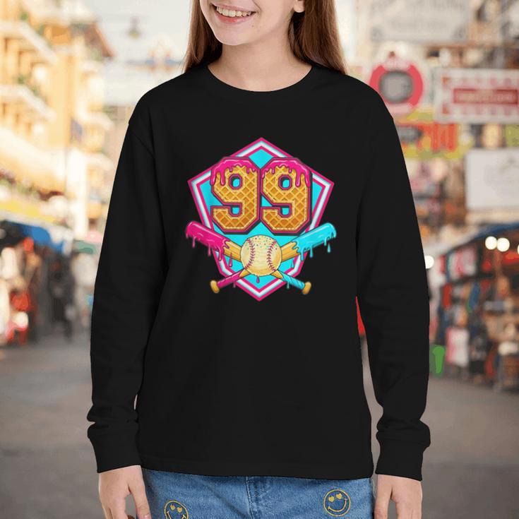 Baseball Drip Jersey Number 99 For Players & 99th Birthday Youth Long Sleeve Tee Baseball Drip Jersey Number 99 For Players & 99th Birthday Youth Long Sleeve Tee