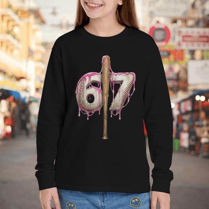 Baseball Drip Number 67 Sports Player Six Seven Meme Fan Youth Long Sleeve Tee