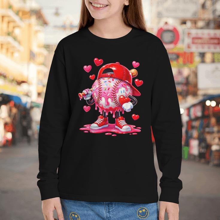 Baseball Drip Valentine Sports Vday Ice Cream Drip Heart Youth Long Sleeve Tee Baseball Drip Valentine Sports Vday Ice Cream Drip Heart Youth Long Sleeve Tee