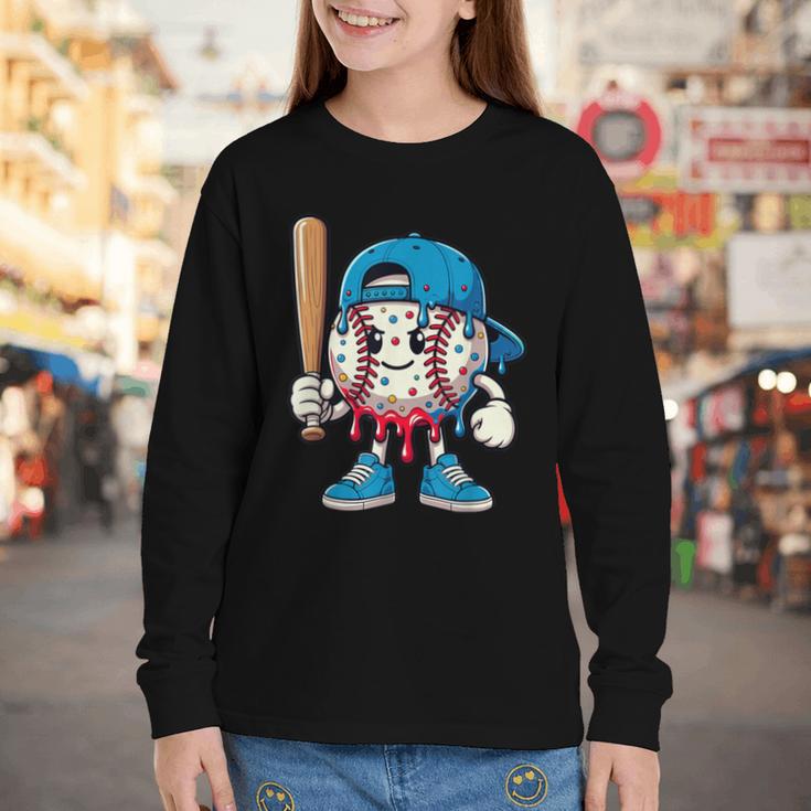 Baseball Drippy Style Apparel For Boys Youth Cool Baseball Youth Long Sleeve Tee