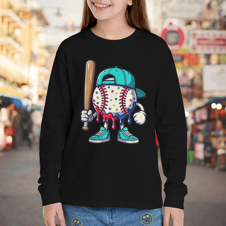 Baseball Drippy Style Apparel For Boys Youth Drip Baseball Youth Long Sleeve Tee Baseball Drippy Style Apparel For Boys Youth Drip Baseball Youth Long Sleeve Tee
