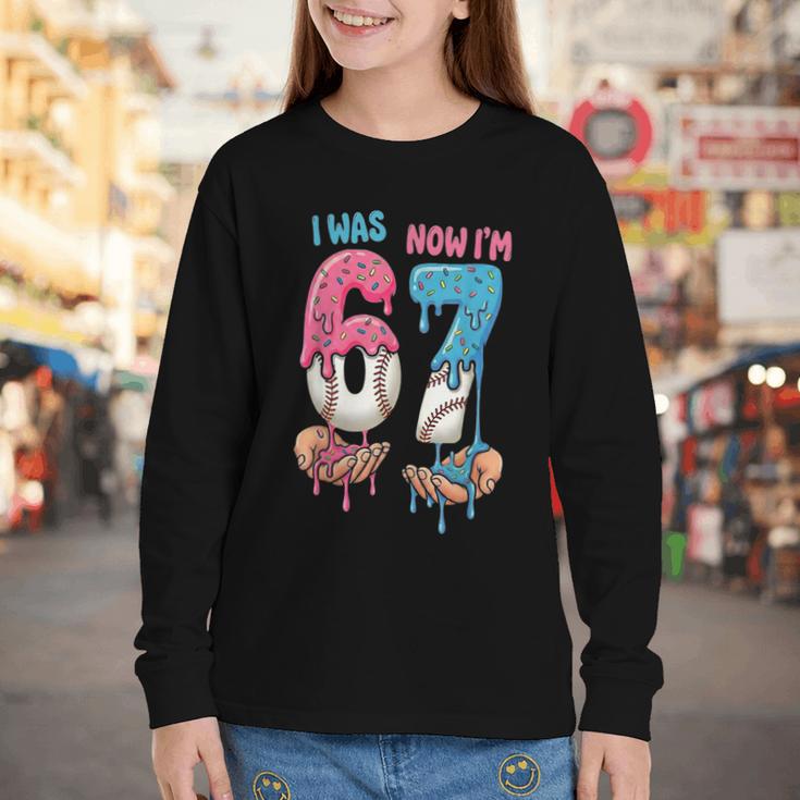 Baseball Ice Cream I Was 6 Now I'm 7 67 Birthday Boy Youth Long Sleeve Tee Baseball Ice Cream I Was 6 Now I'm 7 67 Birthday Boy Youth Long Sleeve Tee