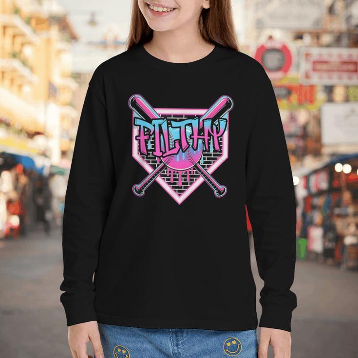 Baseball Ice Cream Drip Pitcher Filthy Youth Long Sleeve Tee Baseball Ice Cream Drip Pitcher Filthy Youth Long Sleeve Tee