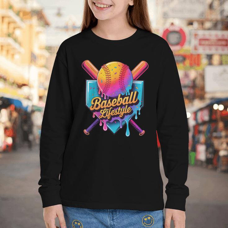 Baseball Lifestyle Drip Icecream Youth Long Sleeve Tee Baseball Lifestyle Drip Icecream Youth Long Sleeve Tee