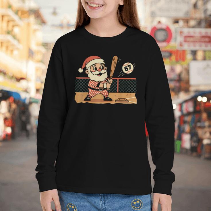 Baseball Santa 67 Christmas Xmas Boys Retro Youth Long Sleeve Tee Baseball Santa 67 Christmas Xmas Boys Retro Youth Long Sleeve Tee
