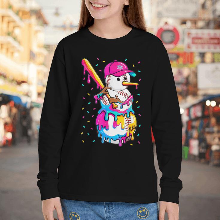 Baseball Snowman Drip Christmas Baseball Boys Men Kids Youth Long Sleeve Tee Baseball Snowman Drip Christmas Baseball Boys Men Kids Youth Long Sleeve Tee