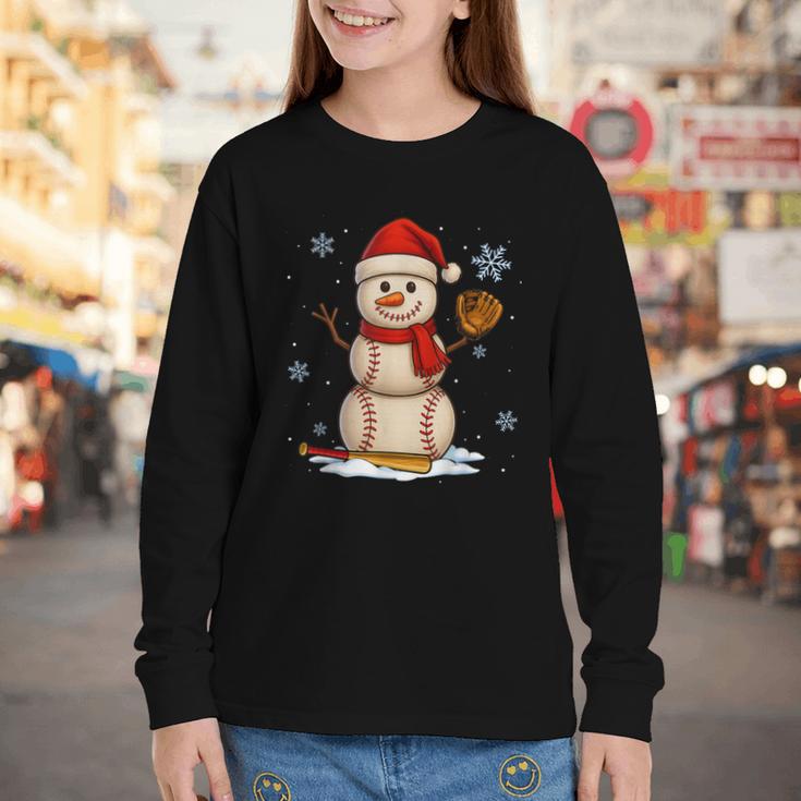 Baseball Snowman Merry Christmas Holiday Sports Xmas Pajamas Youth Long Sleeve Tee Baseball Snowman Merry Christmas Holiday Sports Xmas Pajamas Youth Long Sleeve Tee