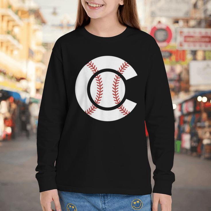 Baseball Sport Player Graphic Monogram Initial Letter C Youth Long Sleeve Tee Baseball Sport Player Graphic Monogram Initial Letter C Youth Long Sleeve Tee
