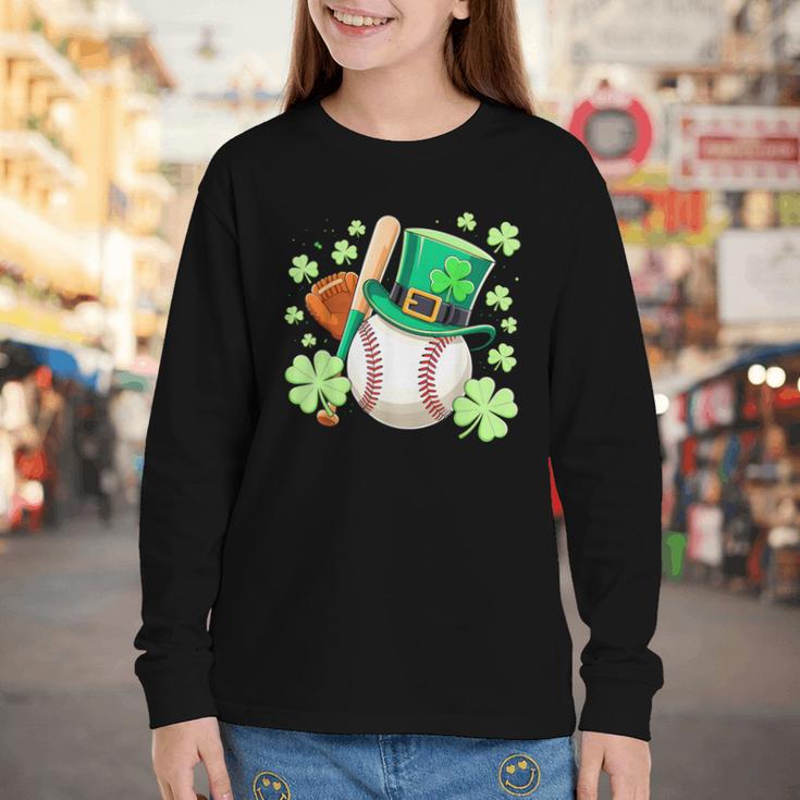 Baseball St Patricks Day Lucky Baseball Player Shamrock Youth Long Sleeve Tee Baseball St Patricks Day Lucky Baseball Player Shamrock Youth Long Sleeve Tee