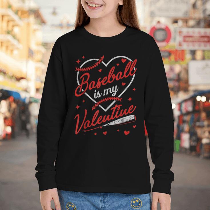 Baseball Is My Valentine Coach Player Lovers Cool Sport Love Youth Long Sleeve Tee
