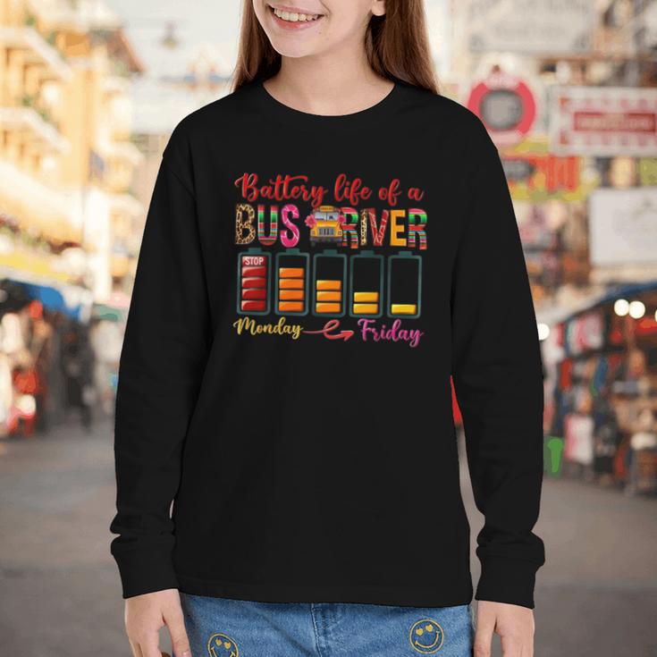 Battery Life Of A Bus Driver First Day Back To School Youth Long Sleeve Tee Battery Life Of A Bus Driver First Day Back To School Youth Long Sleeve Tee