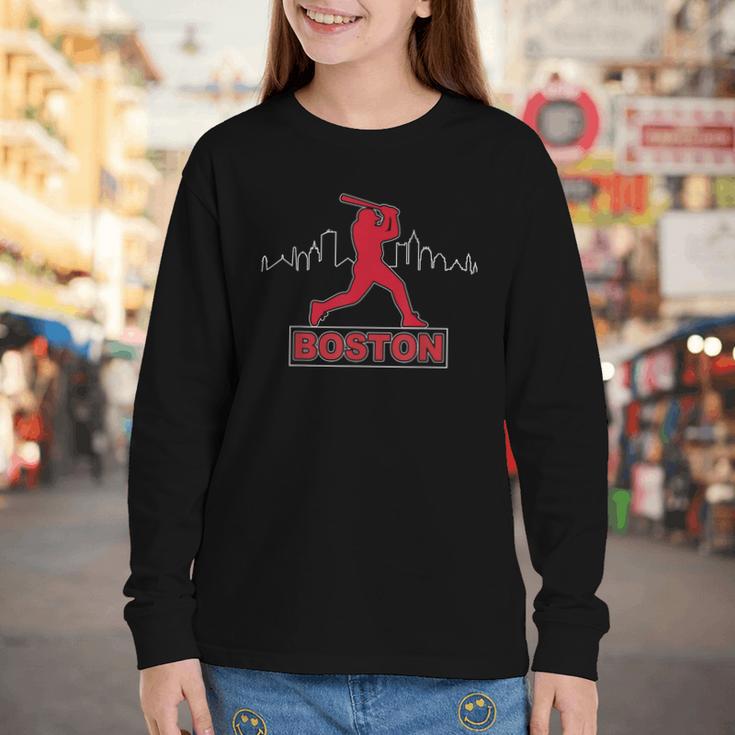 Boston Lovers Skyline Retro Baseball Heartbeat Men Women Youth Long Sleeve Tee Boston Lovers Skyline Retro Baseball Heartbeat Men Women Youth Long Sleeve Tee