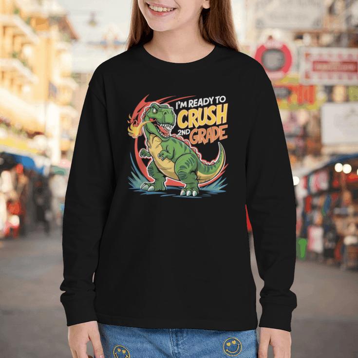Boy Kid Ready To Crush 2nd Grade Dinosaur Back To School Youth Long Sleeve Tee Boy Kid Ready To Crush 2nd Grade Dinosaur Back To School Youth Long Sleeve Tee