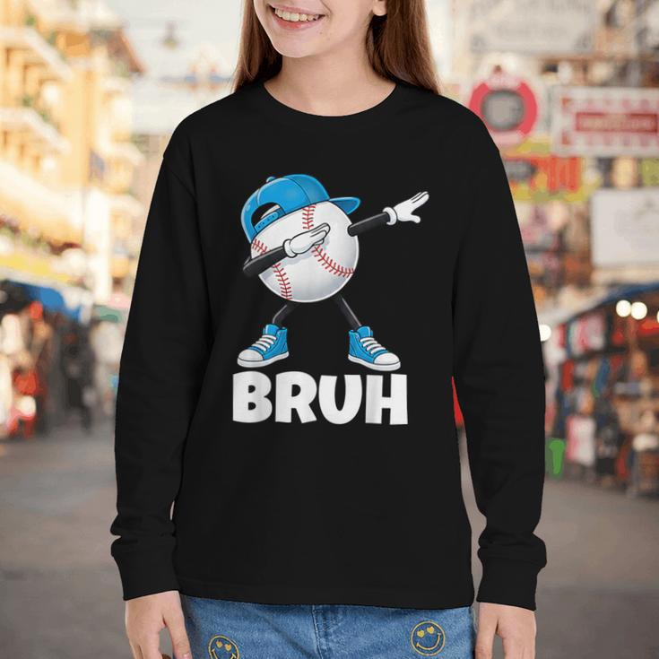 Boys Baseball Graphic Tee Teen Apparel Cute Meme Bruh Youth Long Sleeve Tee